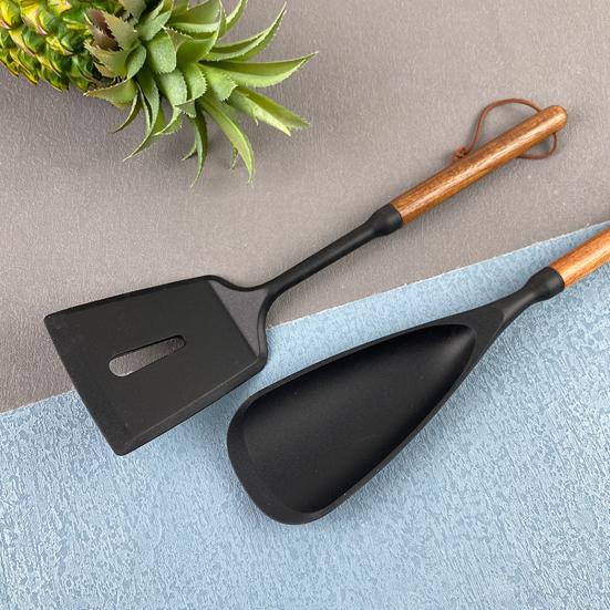 Silicone Cooking Spoon for Nonstick Cookware Heat Resistant Spatula Spoon Slotted Spoon Scraper Kitchen