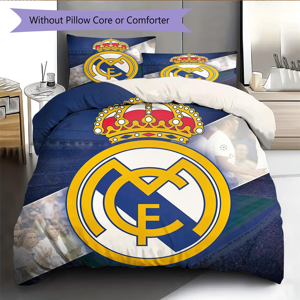 Real Madrid C.F.  Set cu model cuvertură de pat Decorațiune interioară Cadou (1 * față de plapumă + 2 * fețe de pernă fără umplutură)