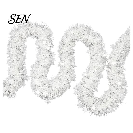 Christmas Gift Embellishment Snowflake Tinsel Garland, 200cm Light Blue Purple Foil Tree Ornament Ribbon Strip for Staircase Window, Holiday
