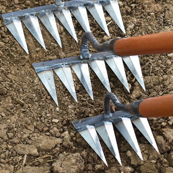 

Грабли для газона Прочная эргономичная ручка Практичная мотыга Металлические грабли для прополки с острыми зубьями