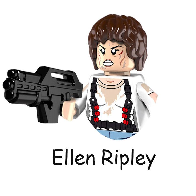 Horror Movie The Ellen Ripley Invisible Predator Alien Model Building Blocks Enlighten Action Figure Bricks Toys For Children