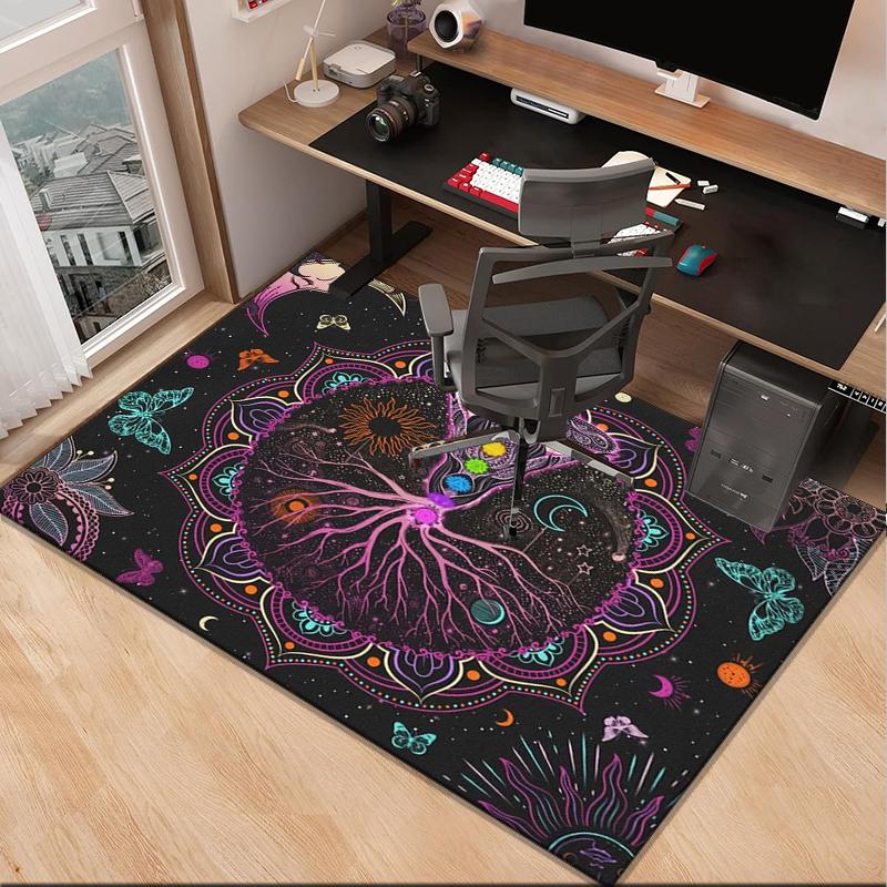 Moonlit Meditation Office Rug Chair Mat, Entryway Carpet, Suitable for Front Door, Bedroom, Living Room, Desk, Holiday Gift
