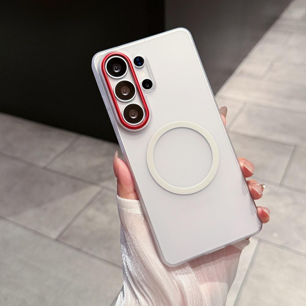 Suitable for Samsung S25 S26 Ultra S26+ Matte Skin Magnetic Phone Case Translucent Matte with Metal Camera Ring Protective Cover
