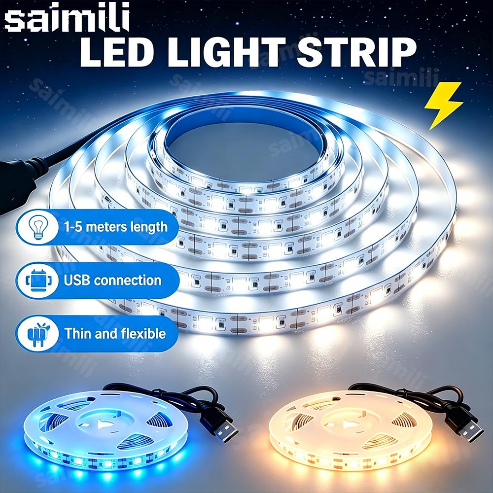 5V LED Light Strip USB Flexible Tape Lights Adhesive Tape Lamp Bar Kitchen Wardrobe TV Backlight Stair Display Cabinet Lighting
