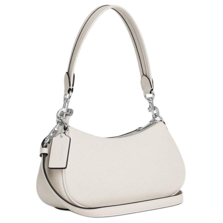 Coach Ashton 25 Silver Finish Detachable Shoulder Strap Zipper Closure Leather Shoulder Bag Medium Women shoulder bag Chalk CM079-SVHA