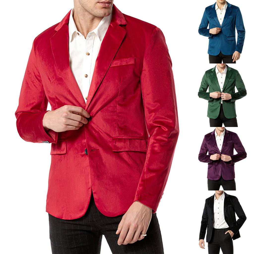 Men's Slim Fit Linen Blend Pocket Solid Long Sleeve Suit  Jacket Outwear