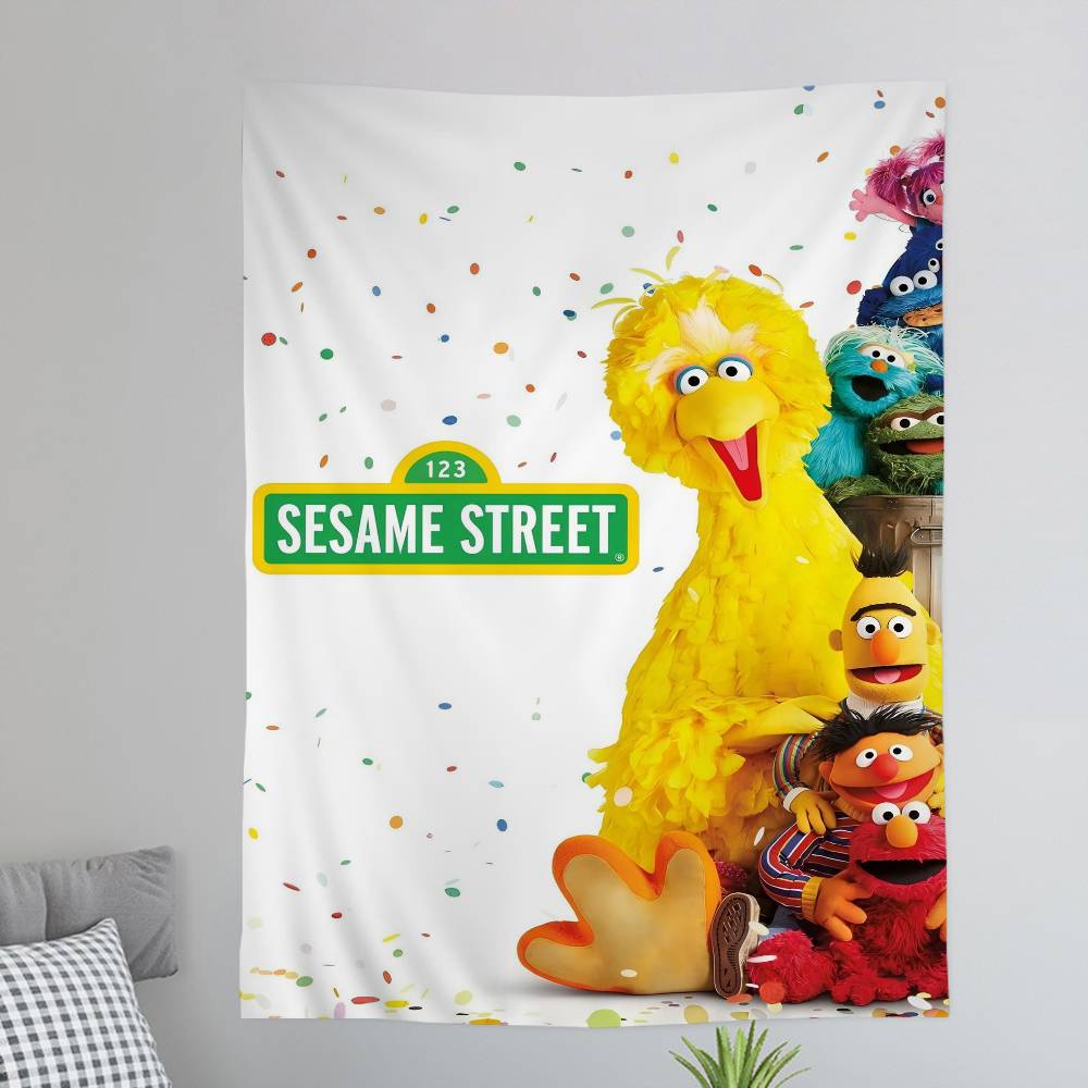 Cartoon SSesame SStreets Hippie Wall Hanging Tapestries for Living Room Home Dorm Decor Art Home Decor