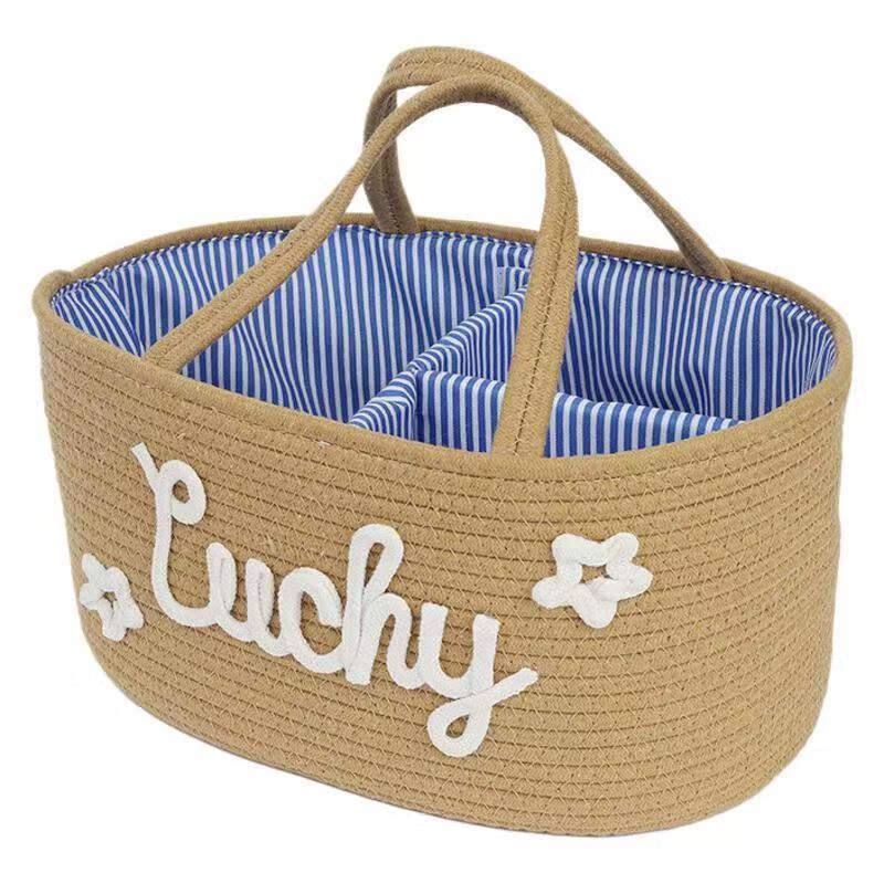 Miflame Bokstavsdesign Bomullsrep Barnkammare Förvaringskorg