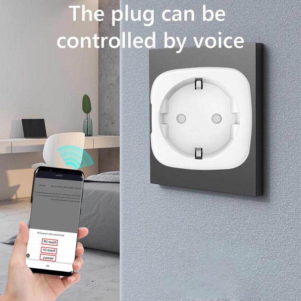 WiFi Connected Socket 16A Adapter Plug Compatible with Alexa 2.4G WiFi Socket with Timer and Countdown Function for Home