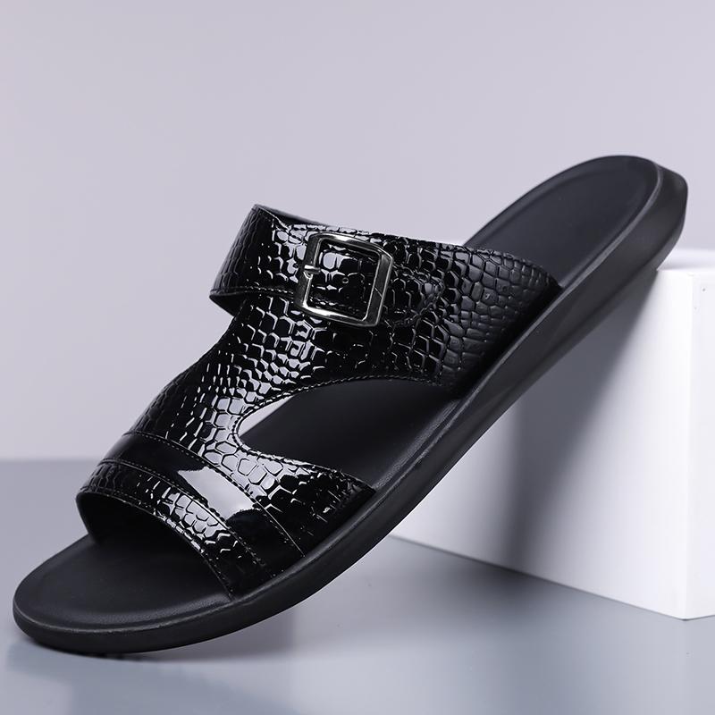

Plus Size 38-48 Hot-selling Men Slippers Sole Open Toe Beach Slides All-match Man Flip Flops Versatile Half Flats Sandals Slides 48 чорний