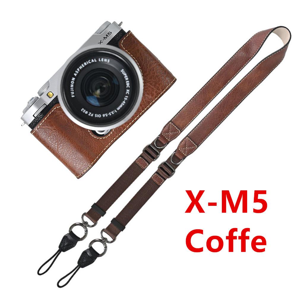 Litchi Skin PU Leather Half Case for Fujifilm Fuji XT50 XS10 XS20 XT30 XT30II XT20 XT10 XT5 XM5 Battery Opening Cover With Strap