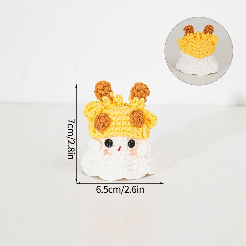 Halloween Cute Ghost Crochet Pendant Desktop Handmade Weaving Decor Creative Halloween Party Gift Backpack Keychain Accessories