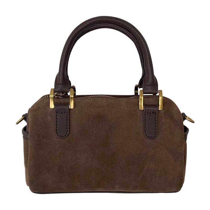 Retro Korean Handbag Boston Suede Versatile Oneshoulder Crossbody Small Pillow Bag