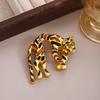 Light Luxury Three-Dimensional Enamel Color Glass Inlaid Cheetah Brooch Vintage Medieval Chic Retro Fashion Accessories