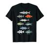 Types de poissons de l'océan Tableau Espèces Biologie Pêche Cadeau Amusant T-shirt Homme Coton T-shirts Hauts Streetwear Harajuku