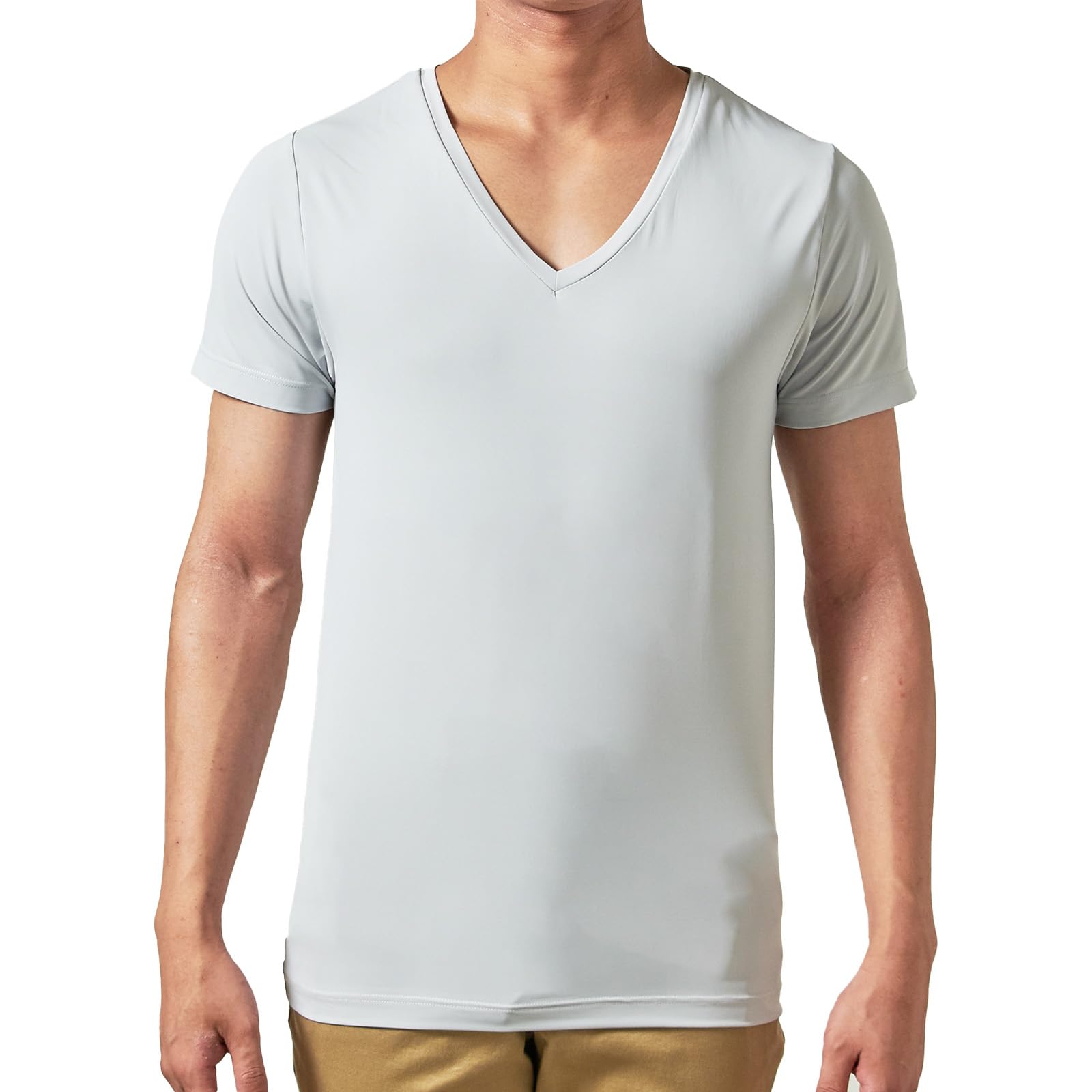 

inner cool к нанотонкой короткой L [KEEP GUARD] Мужская рубашка, непрозрачная, сухая, на ощупь, обработка, рукав, серый,