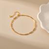 Women 18k Gold Plated Striped Metal Anklet Fashion Geometric Foot Jewelry