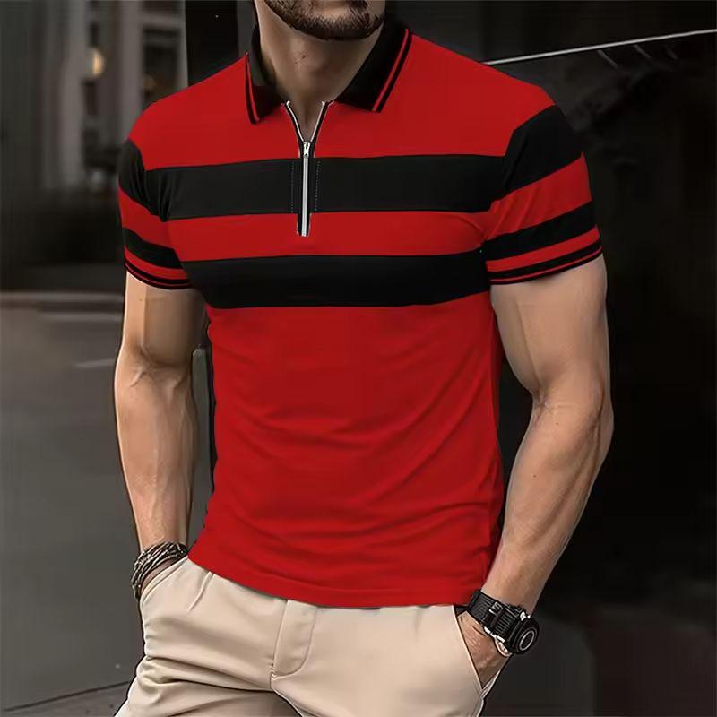 2025 Men's Summer Short Sleeve Polo Casual Breathable Comfortable Spicing Polo Shirt With Zipper T-Shirts Dropshipping