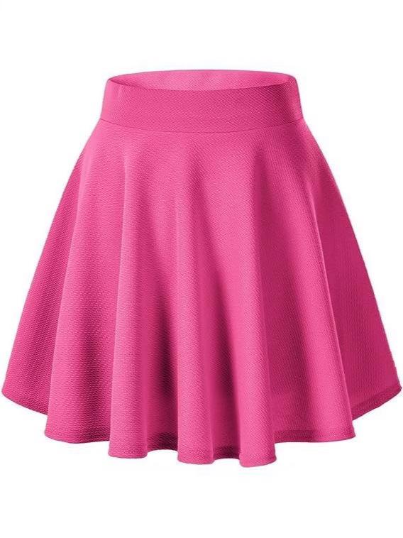 Women's Basic Versatile Elastic Flared Mini Skirt - Casual European & American Style