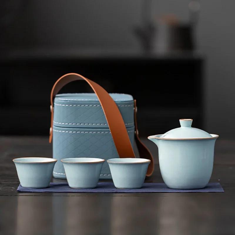 Travel Ceramic Tea Set Teas Infuser Portable Kung Fu Tea Set Filter Pot Kettle Teapot Teacup Teas Brewing Utensils Teaware Sets