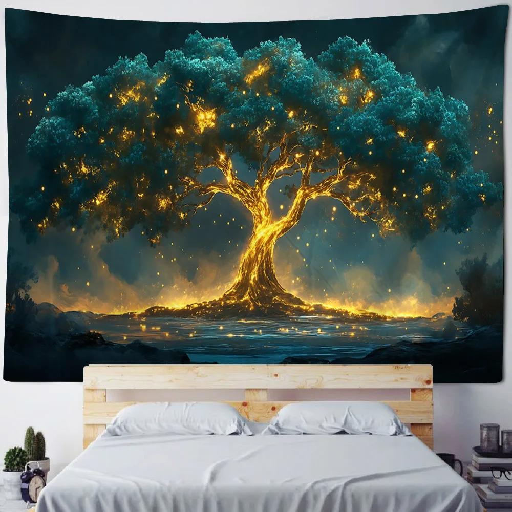Tree Of Life Tapestry Kawaii Bedroom Decoration Mandala Home Wall Decoration Blankets Aesthetics Living Room Hanging Cloth