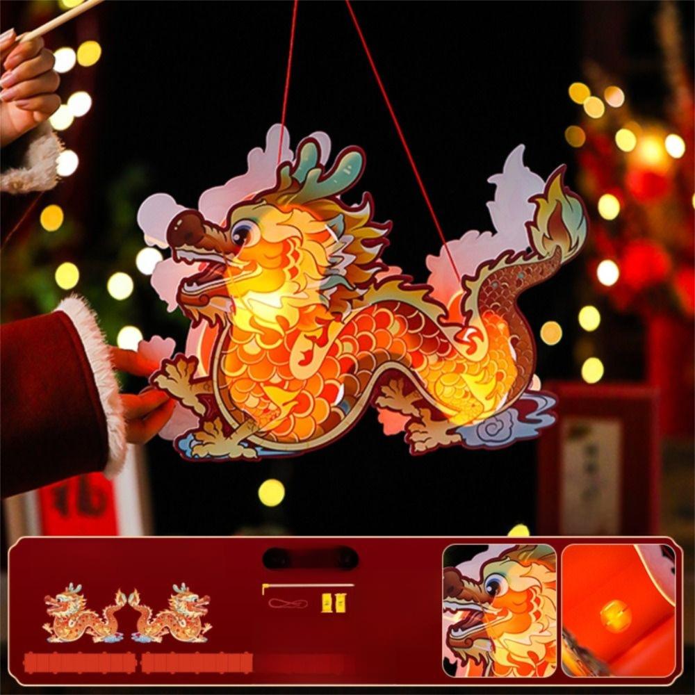 DIY Craft Mid-Autumn Dragon Dance Lantern Cartoon Handheld Dragon Lantern  Children's Toys
