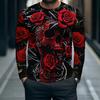 Autumn and Winter Men's 3D Printed Crew Neck Long Sleeve T-Shirt Christmas Dress
