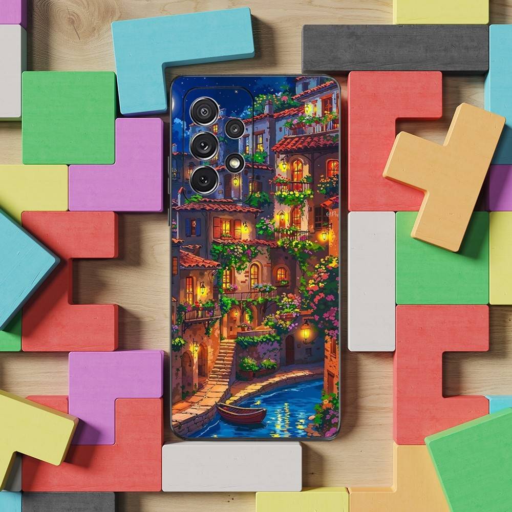 

Painted Art House Scenery Case For Samsung S22,S25,S20,S10,Plus,Ultra,S24,S23,FE,S21,S9,Lite,Soft Silicone Black SamsungS10