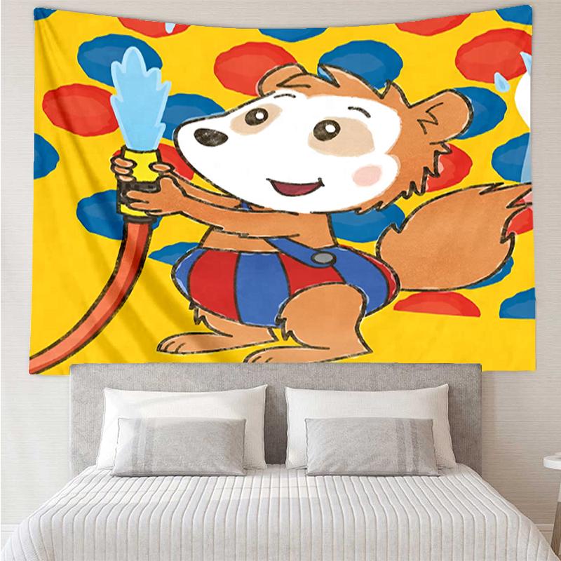 Bobo Print Tapestry, Backdrop, Easy Setup, Ideal for Bedroom, Office & Living Room, with Aesthetic Wall Hanging Decor.