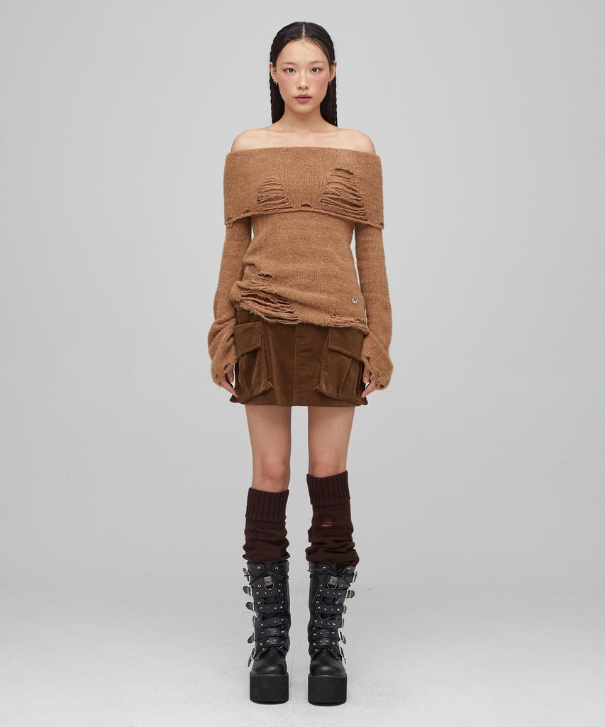 Lara Fox Corduroy Cargo Mini Skirt Brown Bq4Ws004