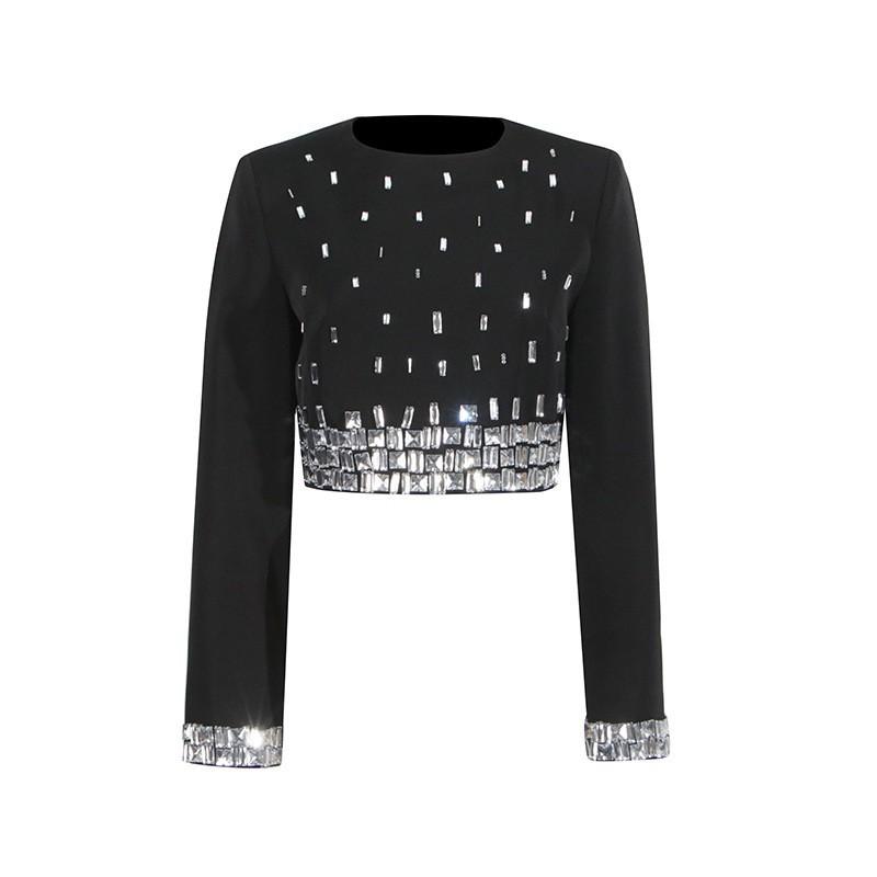 Celebrity Style Heavy Industry Short Top + Hip Skirt Slim High-quality Suit