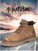 Men's High-Top Warm Genuine Leather Martin Boots - Yellow, Casual Outdoor Hiking & British Work Style for Autumn/Winter