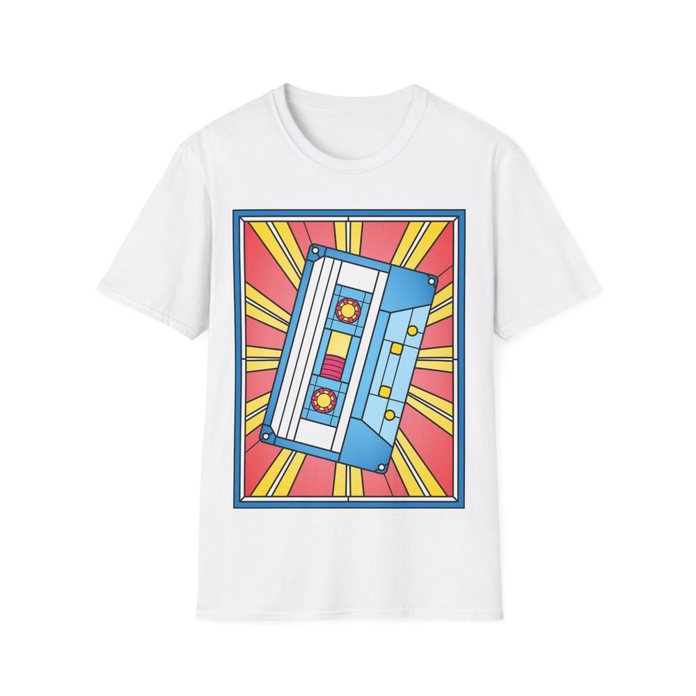 

Stained Glass Cassette Tape T-Shirt, 90s Music Fan Gift, Unisex Graphic Tee S