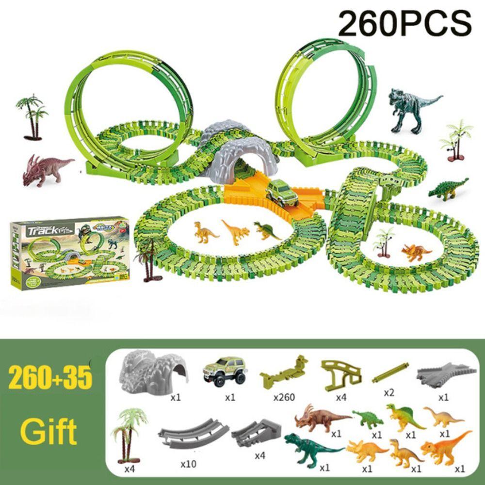 Plastic DIY Racing Track Set Green Flexible Race Track Creative Electronic Car  Kids