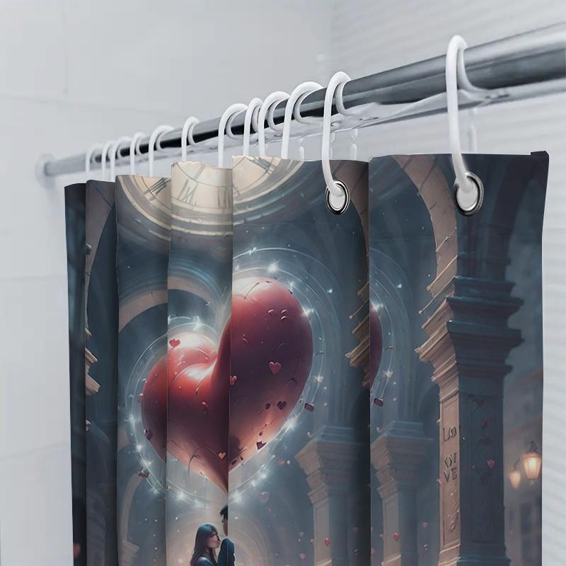 Romantic Heart Shower Curtain | Elegant and Dreamy Bathroom Decor