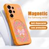 Coque à Motif Fleurs Papillons Pour Samsung Galaxy S26 Ultra S25 Edge S24 Plus S23 FE S22 A17 A54 A55 A56 A57 5G Magnétique Pour Magsafe Housse Mate