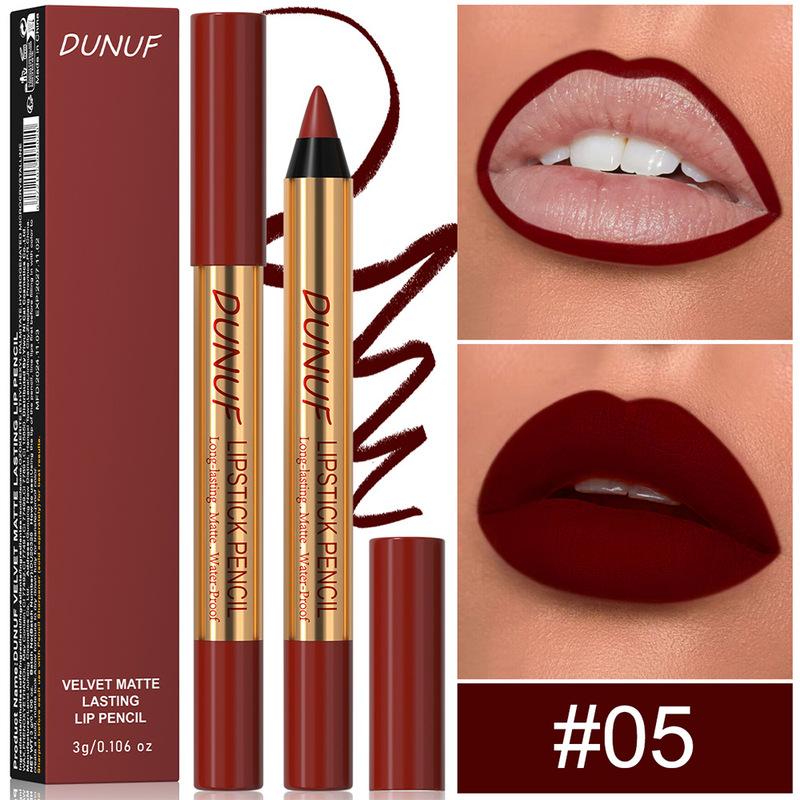 Matte Brown Lipstick Pencil Crayon Lip Liner Non-stick Cup Lipliner Pen Velvet Lip Outline Contour Lasting Waterproof Makeup