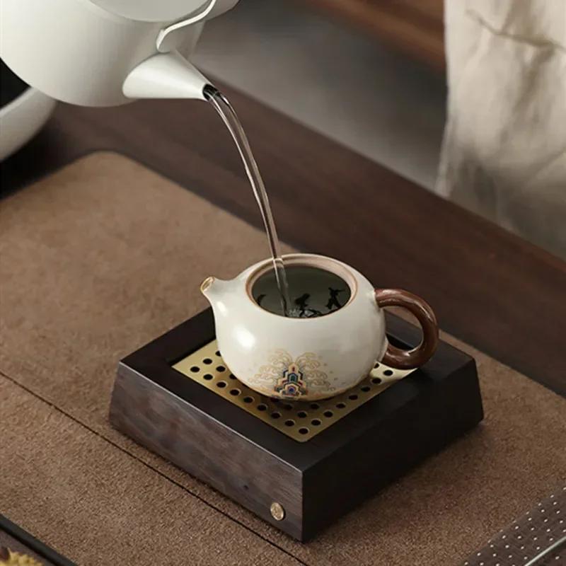 Chines Ru Kiln Ceramic Teapots Handmade Sea Wave Pattern Ball Hole Filter Xishi Pot Beauty Tea Infuser Kettle Household Teaware