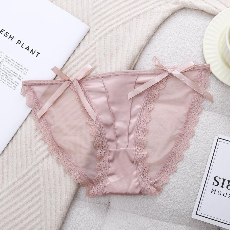 Ladies Sweet Lace Pure Desire Mesh Bow Briefs Panties