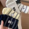 Sock Children's Mid-length Socks, Trendy Small Bear Dog Striped, Versatile and Casual, Suitable for All Seasons  Spring, Autumn, Winter