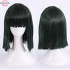 Fubuki Cosplay Wig  Girls Heat Resistant Synthetic Hair Deep Green Bobo  Wigs + Wig Cap