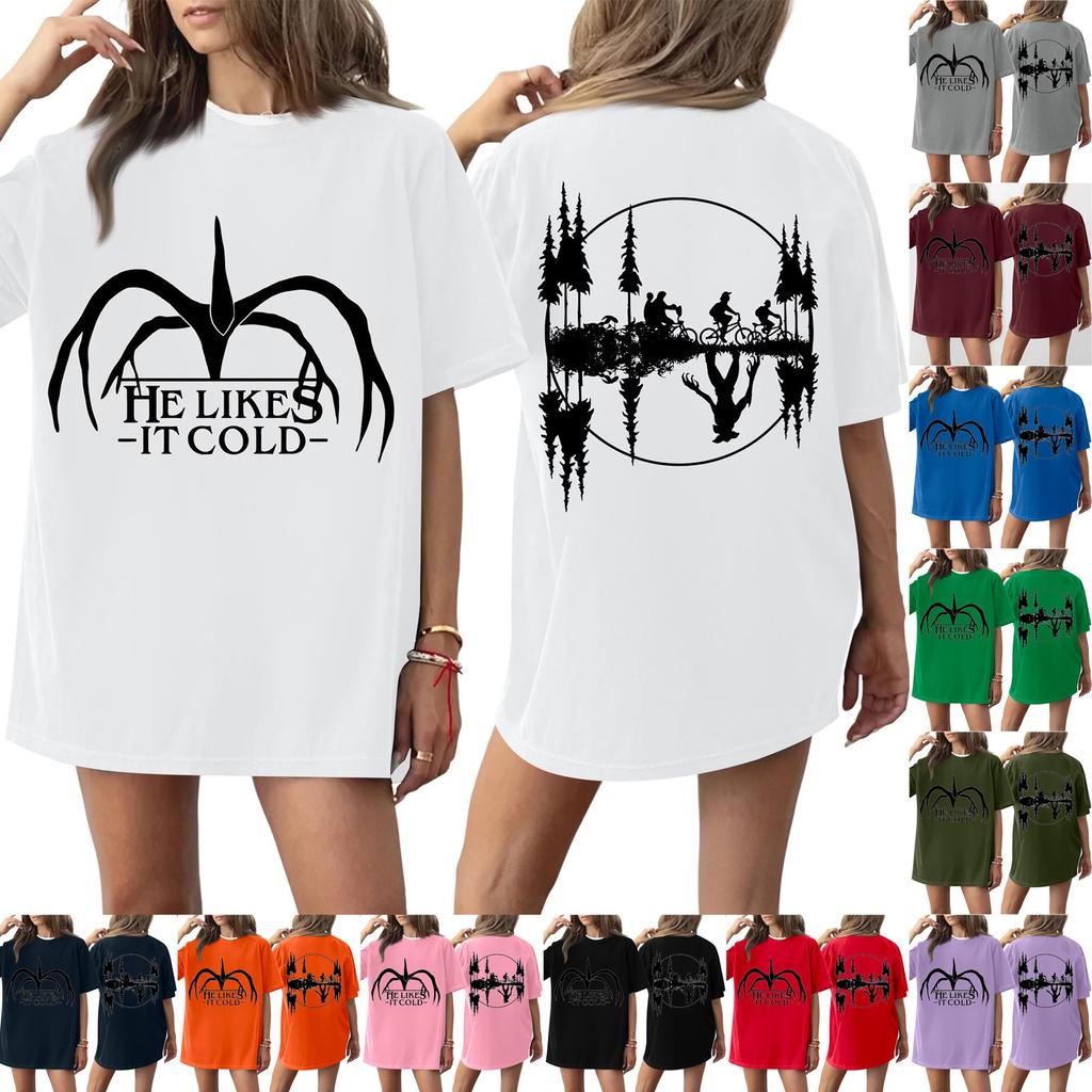 Women's Round Neck Printed Short-sleeved T-shirt Top