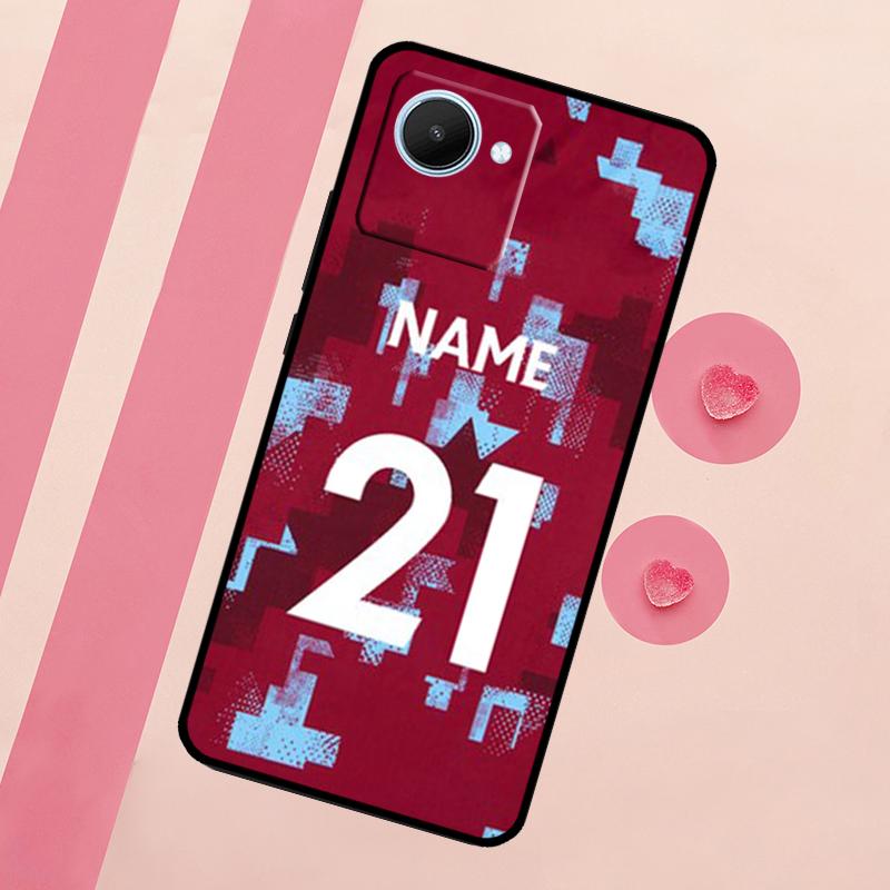 Personalised Football Number Name Case For Realme GT Neo 5 3T 2T 9 11 10 Pro Plus C11 C15 C21Y C25S C30 C31 C33 C35 C53 C55