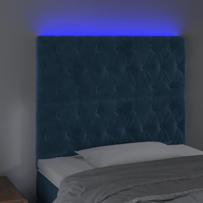 3122800 vidaXL LED Headboard Dark Blue 90x7x118-128 Cm Velvet