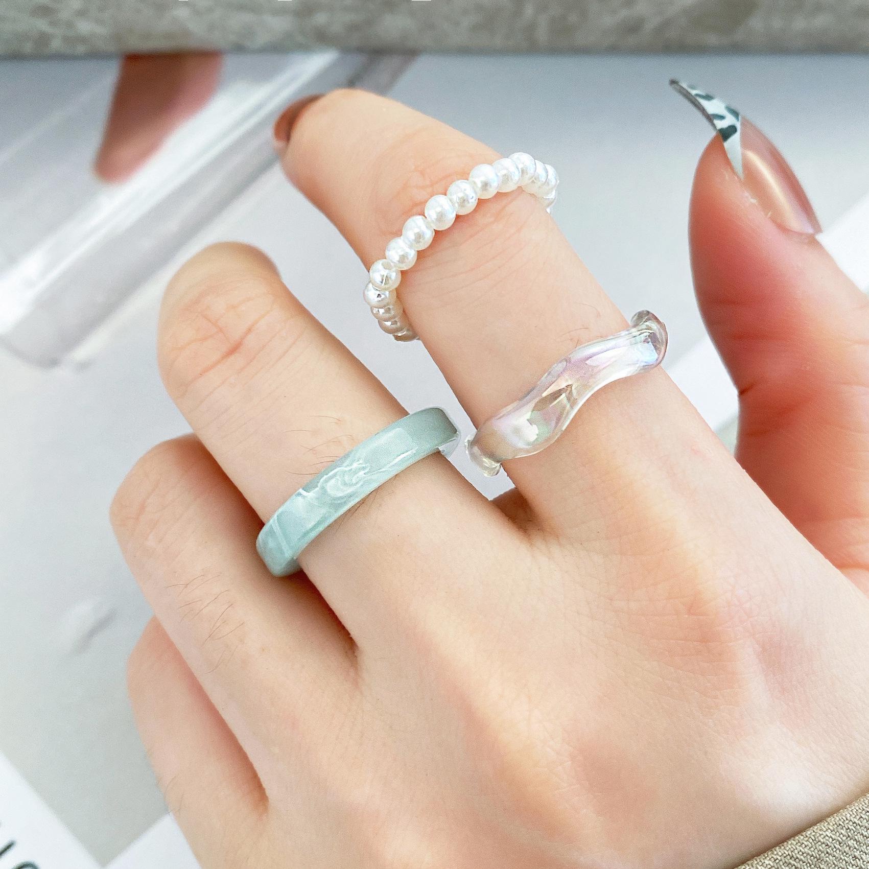 

Набор смоляных колец в виде сердец для трансграничной любви: Креативные модные женские фаланговые кольца Resin