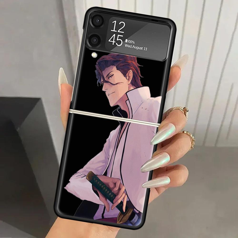 Bleach Aizen Sousuke Hard PC Phone Case For Samsung Galaxy Z Flip 7 6 5 4 3 Black ZFlip7 ZFlip6 Flip5 Flip4 Flip3 5G Print Cover