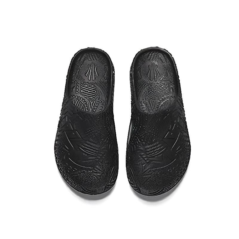 Anta Hela Slide Irving Tribal Printed Toe Cap Slippers Mens Black 112531801-2