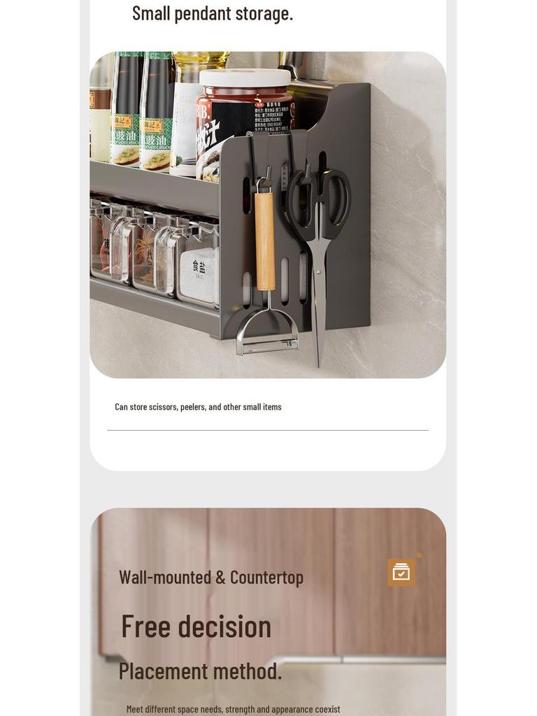 Multifunctional Kitchen Seasoning Rack: Multi-layer Storage for Seasonings, Knives, and Chopsticks