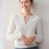 Women's 100% Pure Cashmere Knitwear: Autumn/Winter Half-Open Collar, Multi-Button Base Layer Top