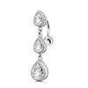 Upside Down Peach Heart Teardrop Zircon Belly Button Ring, 316 Stainless Steel Navel Jewelry